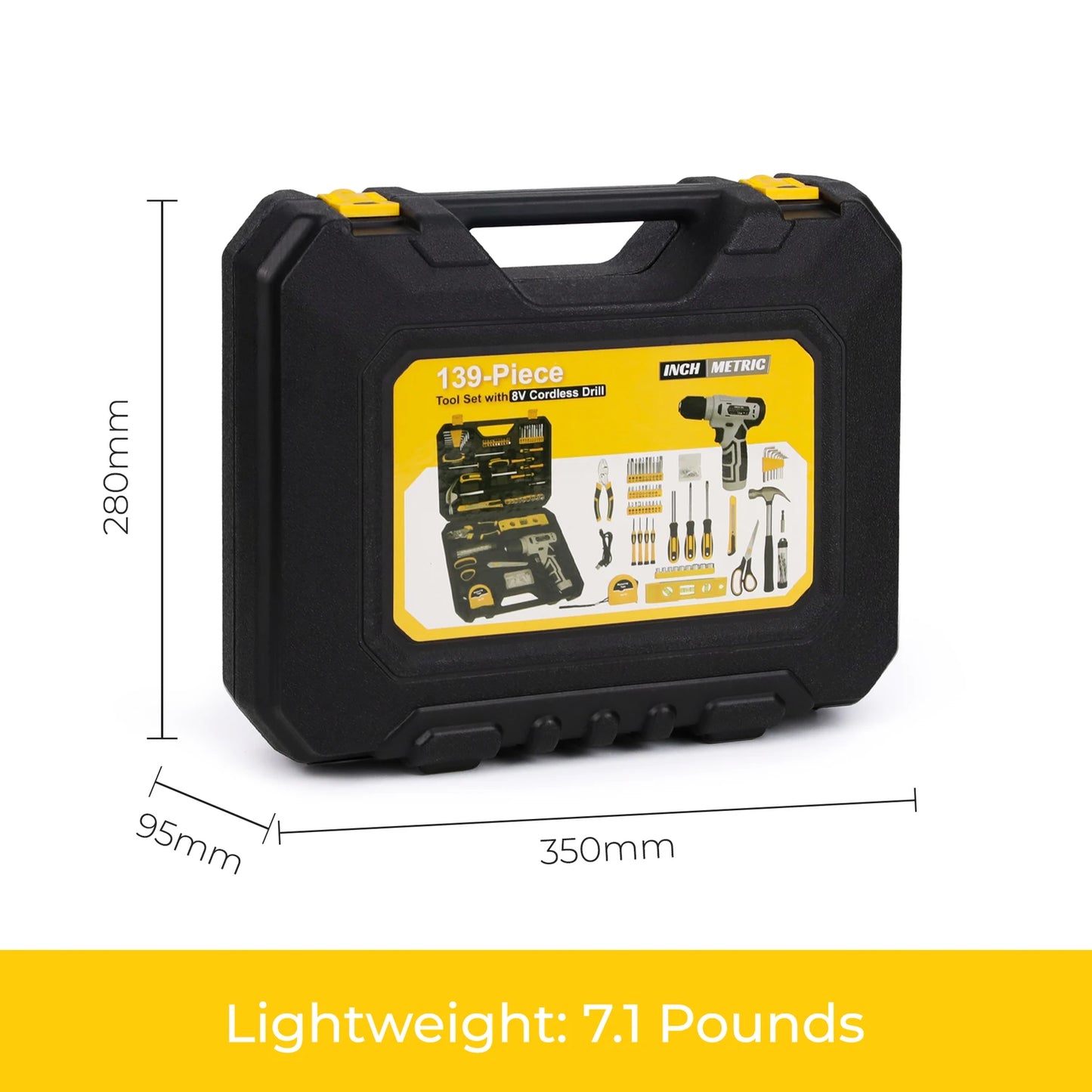 KingTool 139-PCS tool kit with 8V drill