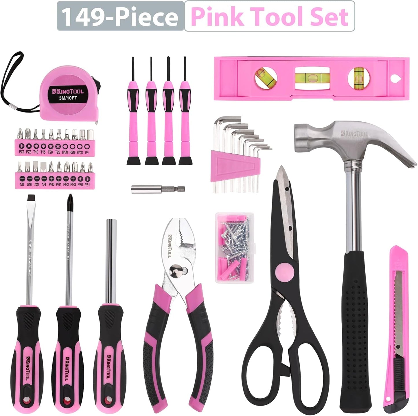 KingTool 149-PCS pink tool set with storage case