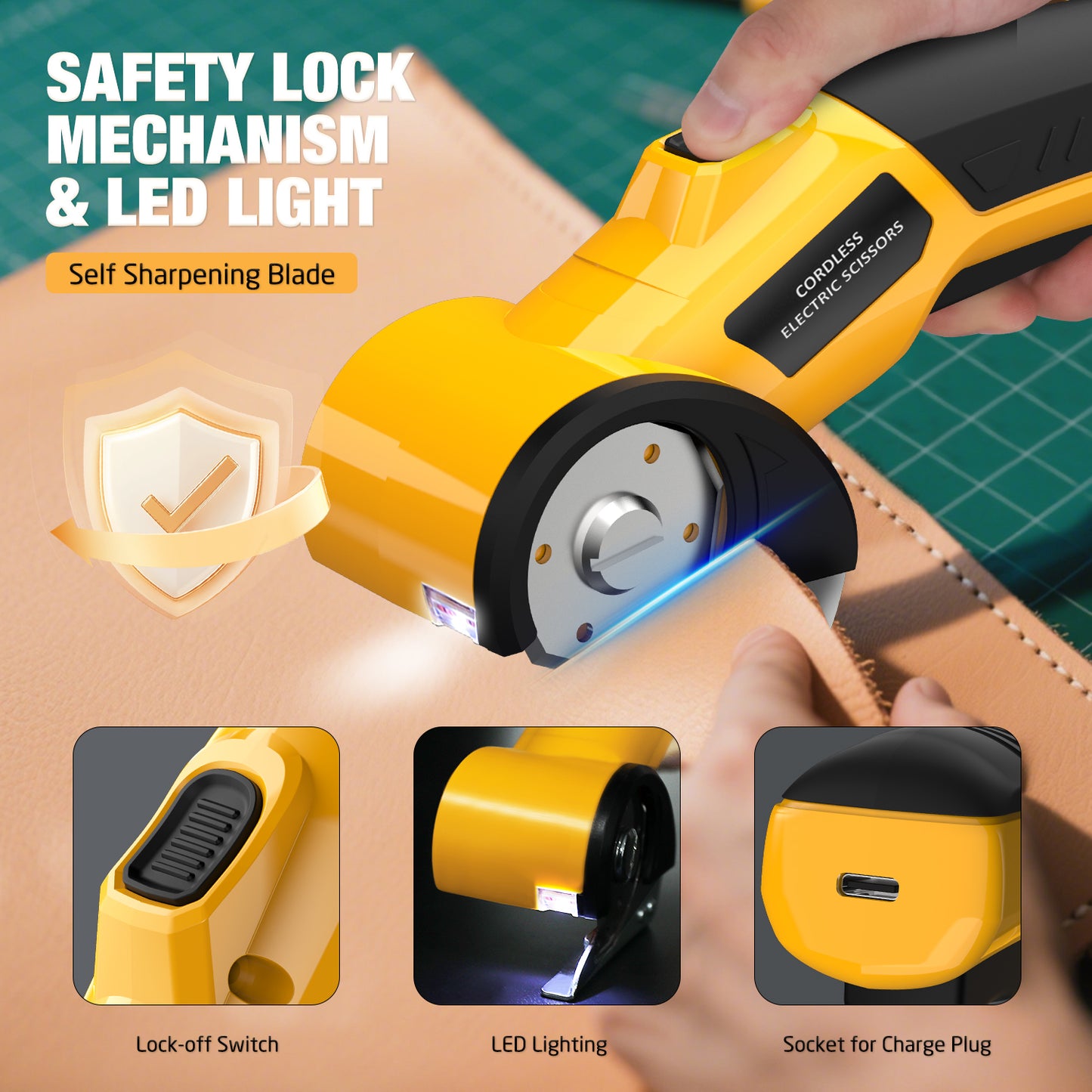 Cordless cutter cutting cardboard