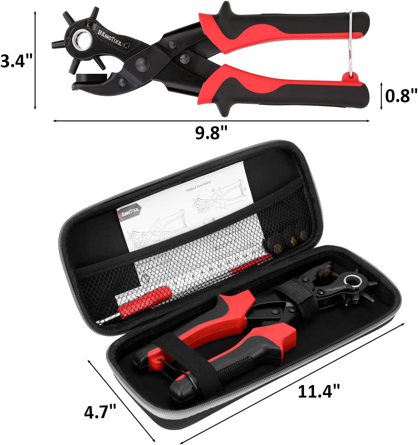 Leather hole punch set with 6 sizes