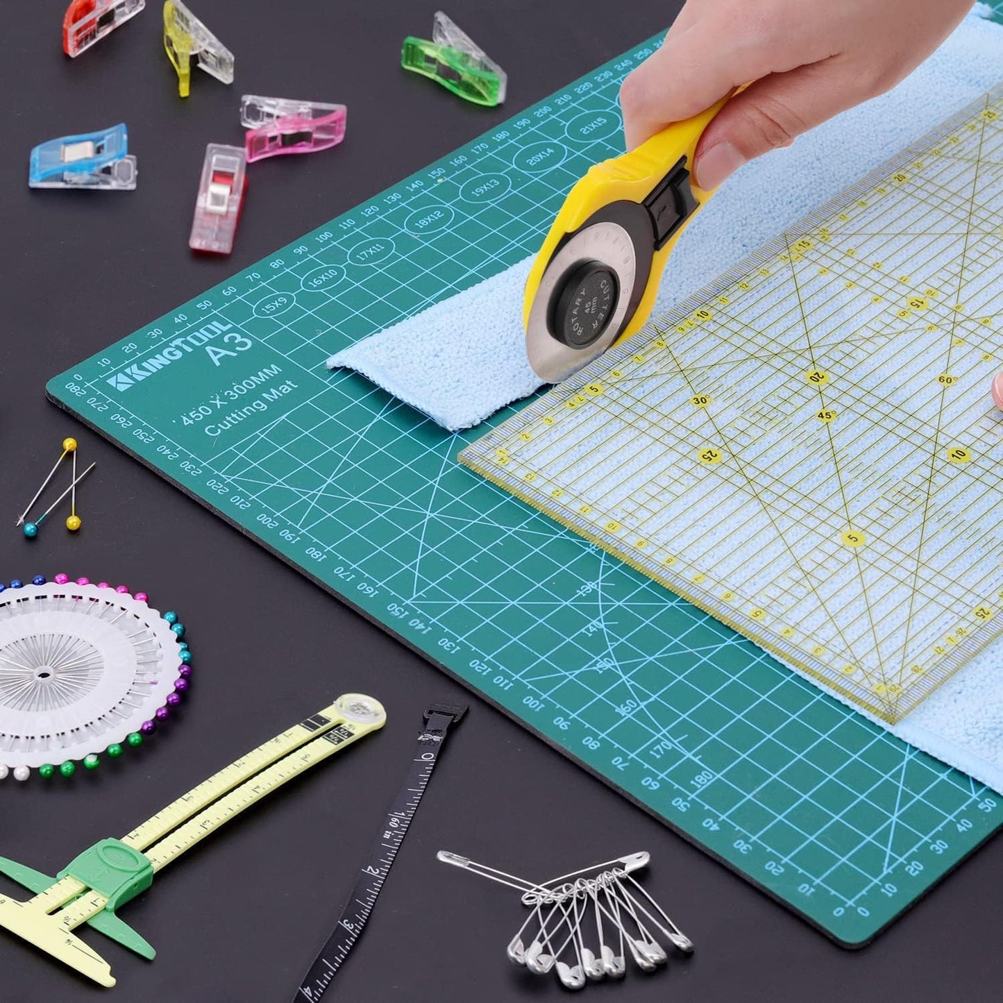 78-piece sewing kit with rotary cutter