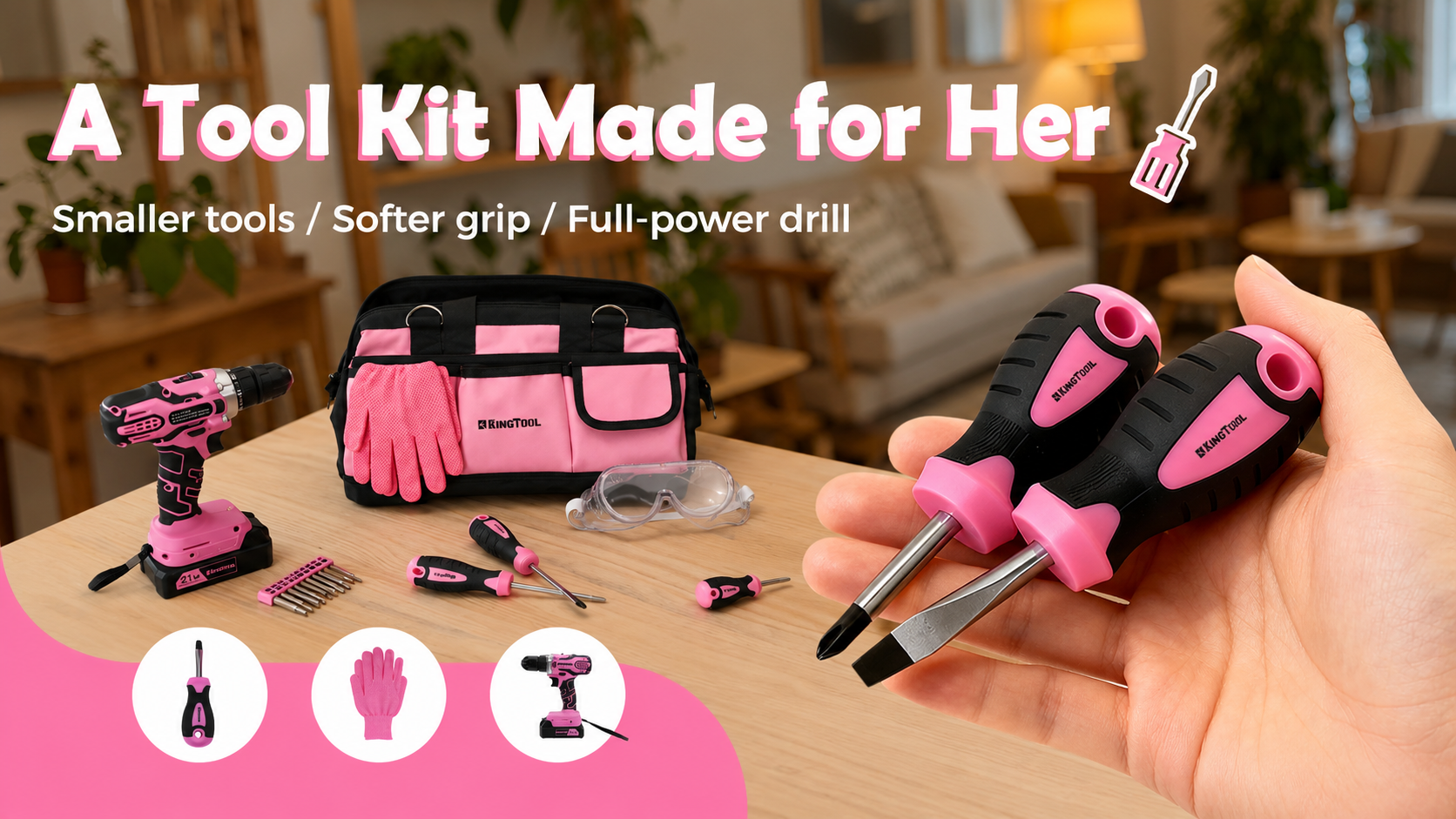 KingTool 267 PCS Pink Tool Kit Review: 21V Drill Set for Home Repair