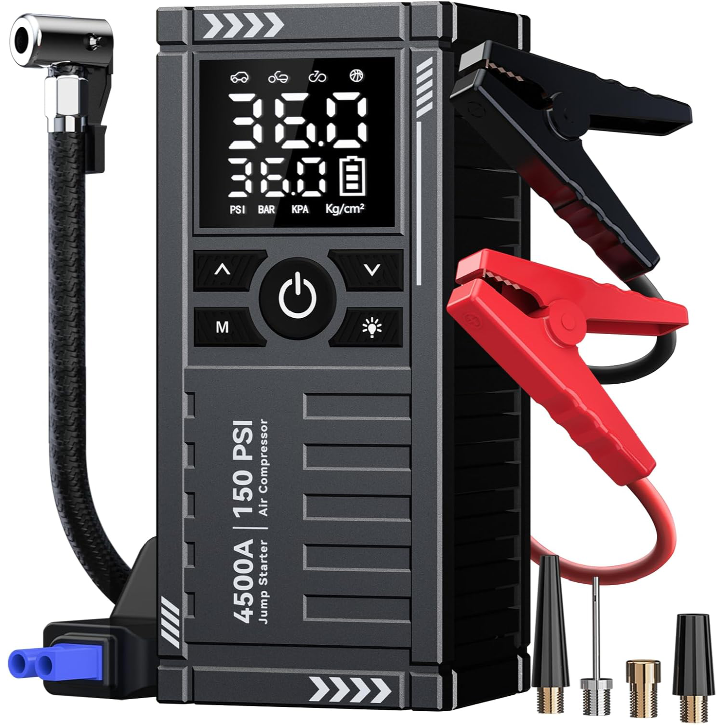 KOLTGOO Car Battery Jump Starter with Air Compressor - 4500A 150PSI
