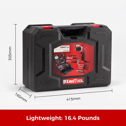 KingTool 276-PCS tool kit with 12V drill and drawer case