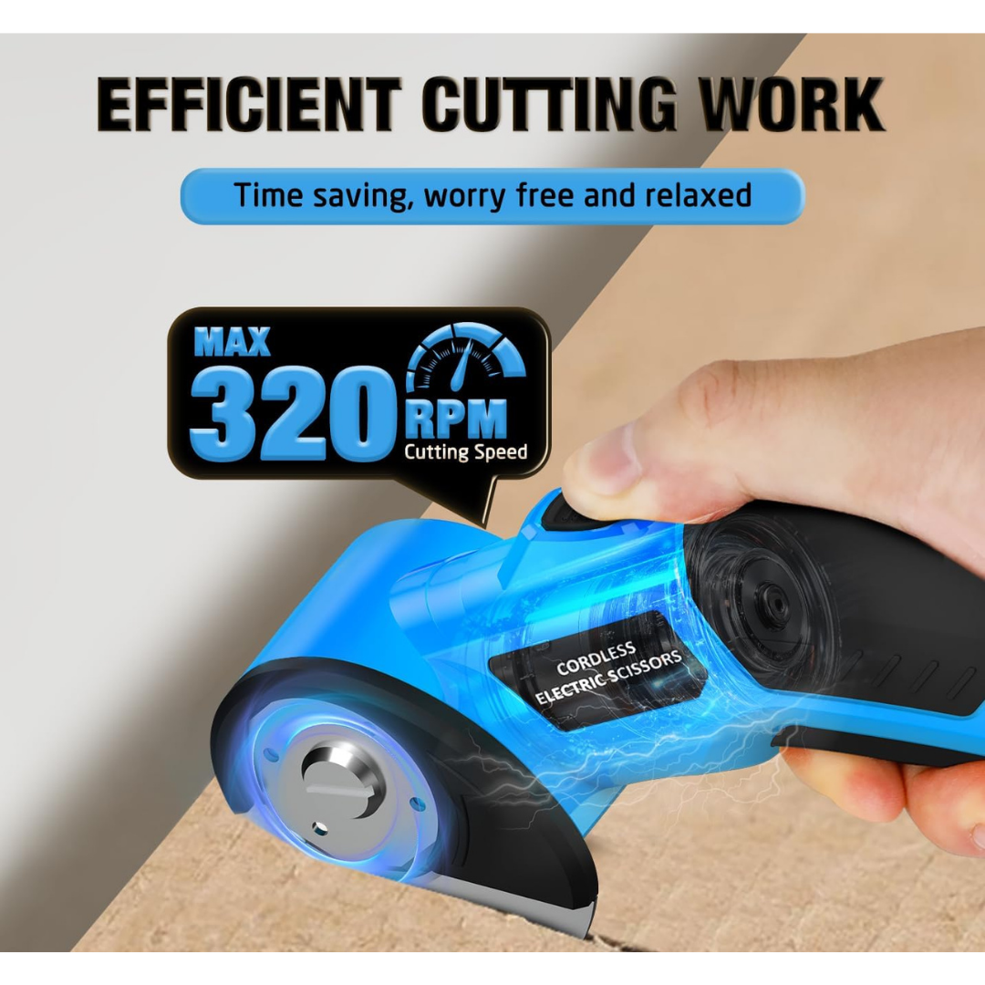 4V Rechargeable Cordless Electric Scissors with Safety Lock (Blue)