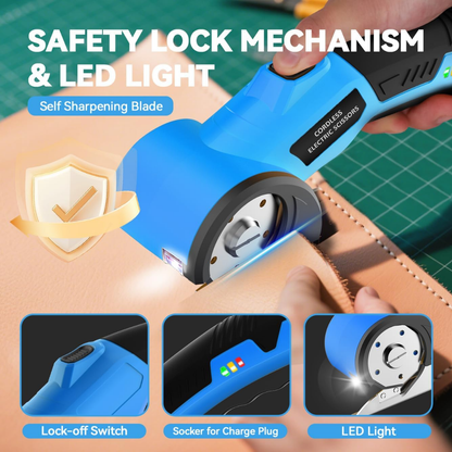 4V Rechargeable Cordless Electric Scissors with Safety Lock (Blue)