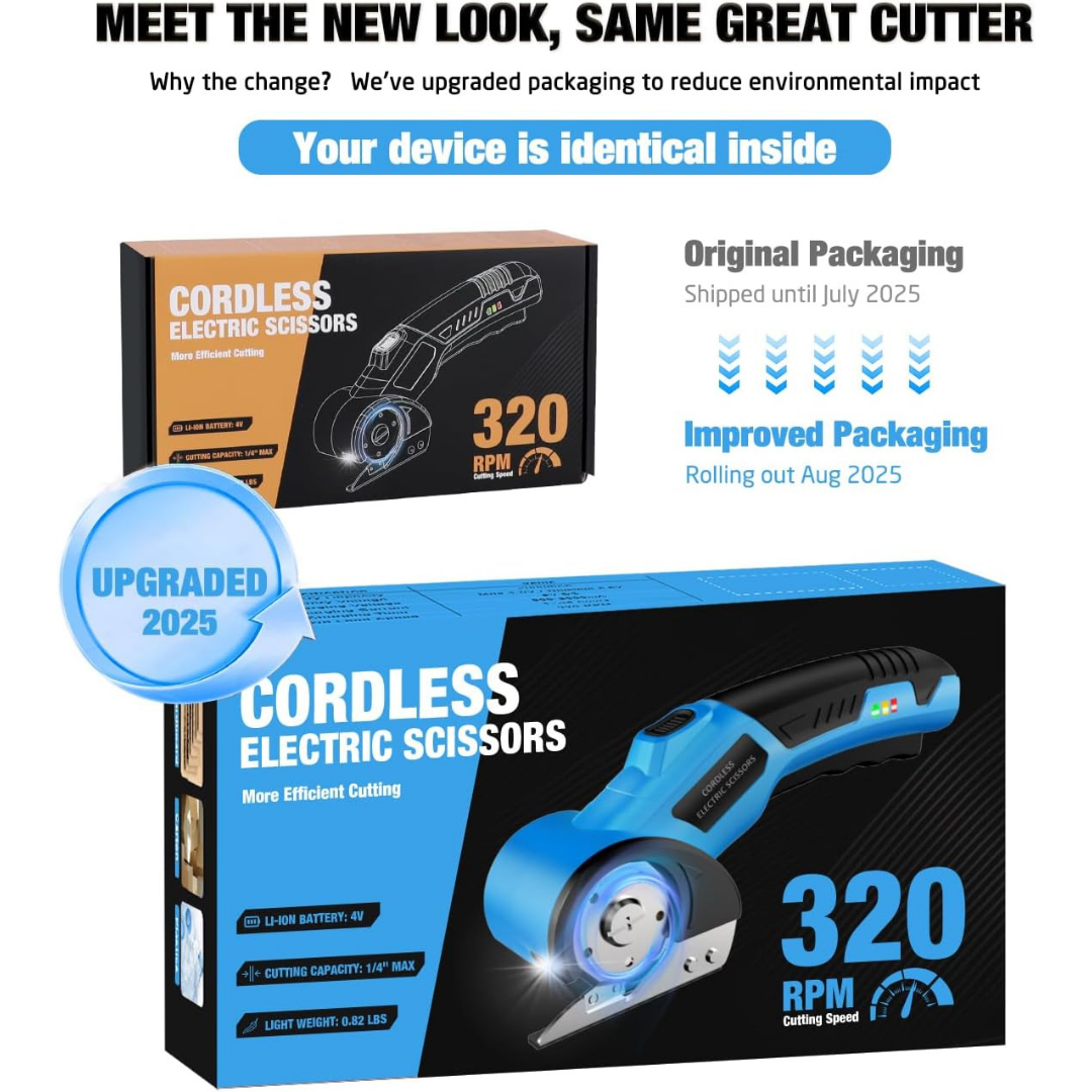 4V Rechargeable Cordless Electric Scissors with Safety Lock (Blue) detail 2