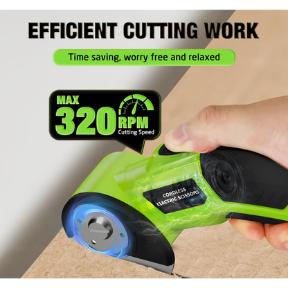 4V Rechargeable Cordless Electric Scissors with Safety Lock (Green)