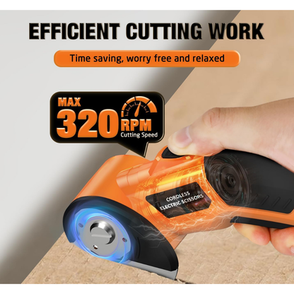 4V Rechargeable Cordless Electric Scissors with Safety Lock (Orange)