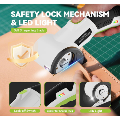 4V Rechargeable Cordless Electric Scissors with Safety Lock (White)