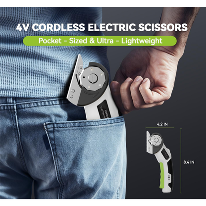 4V Rechargeable Cordless Electric Scissors with Safety Lock (White)