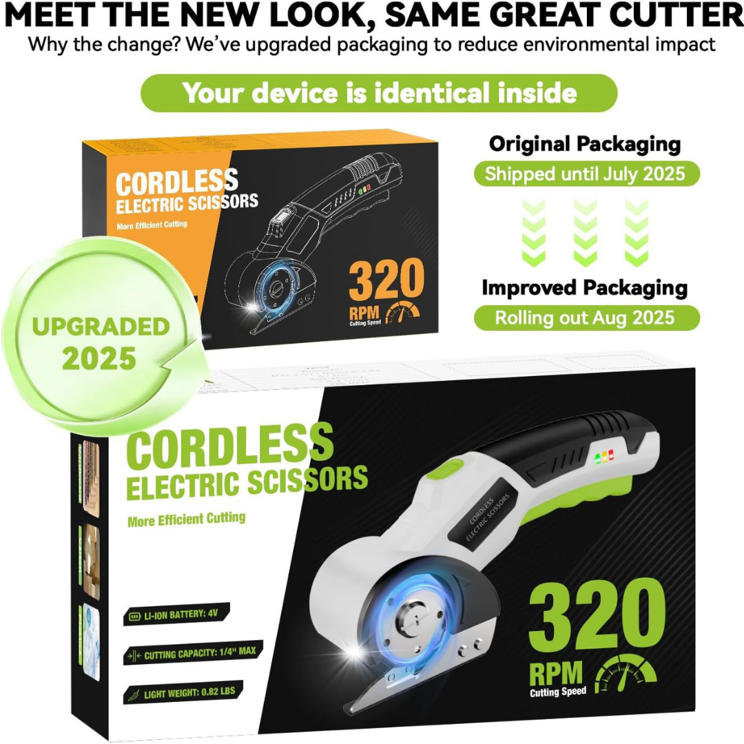 4V Rechargeable Cordless Electric Scissors with Safety Lock (White)