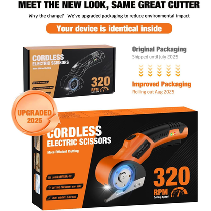 4V Rechargeable Cordless Electric Scissors with Safety Lock (Orange)