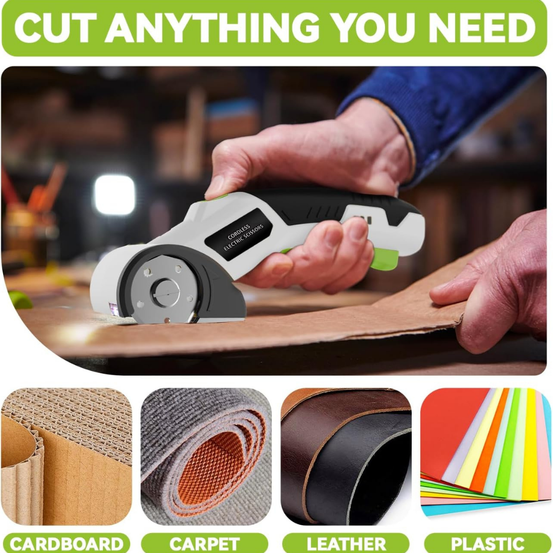 4V Rechargeable Cordless Electric Scissors with Safety Lock (White)