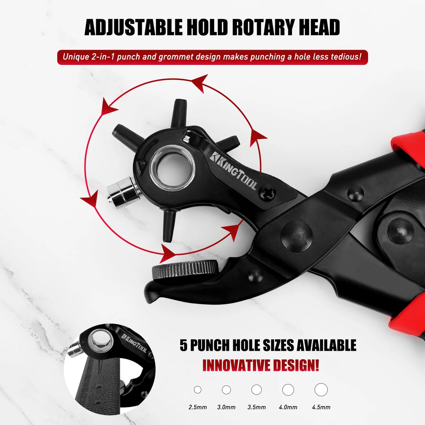 KingTool 2 in 1 Professional Leather Hole Punch with Grommet kit