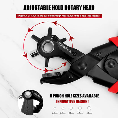 KingTool 2 in 1 Professional Leather Hole Punch with Grommet kit