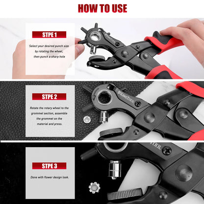 KingTool 2 in 1 Professional Leather Hole Punch with Grommet kit