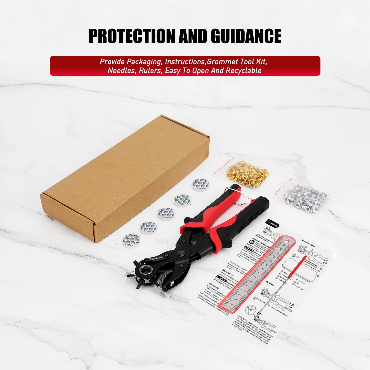 KingTool 2 in 1 Professional Leather Hole Punch with Grommet kit