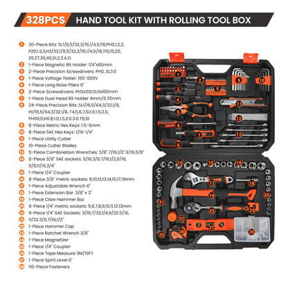 KingTool 248 PCS home tool kit with storage case