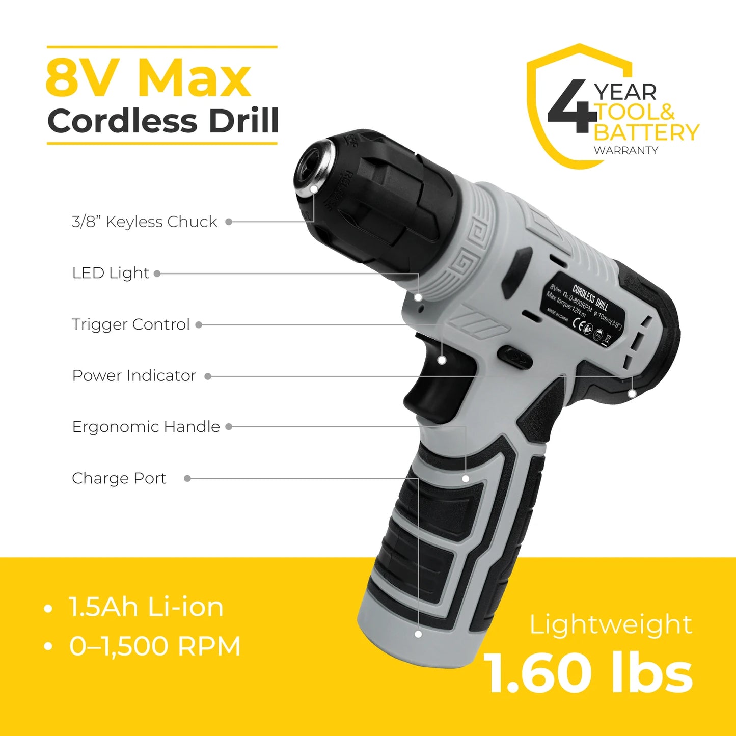 KingTool 139-PCS tool kit with 8V drill