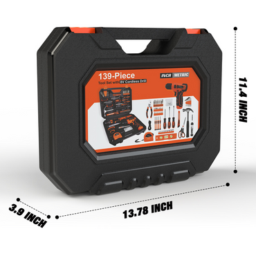KingTool 139-PCS tool kit with 8V drill