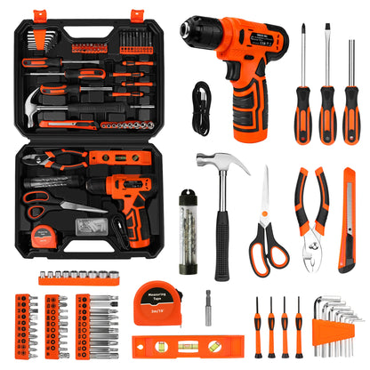 KingTool 139-PCS tool kit with 8V drill