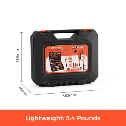 KingTool 139-PCS tool kit with 8V drill