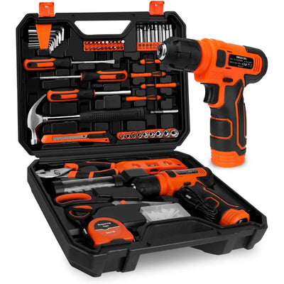 KingTool 139-PCS tool kit with 8V drill