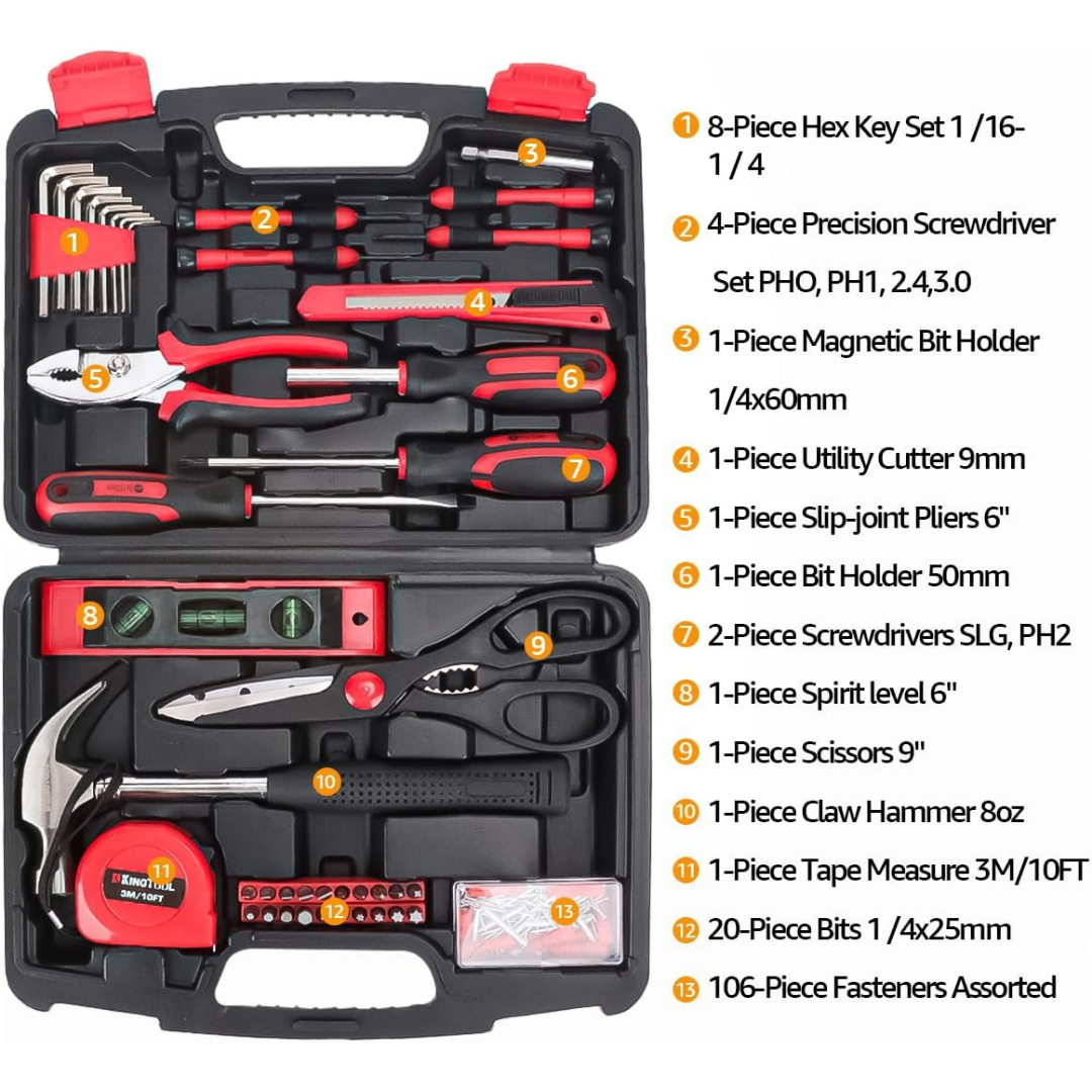 KingTool 149 PCS Home Tool Kit with Storage Case