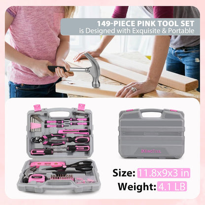 KingTool 149-PCS pink tool set with storage case