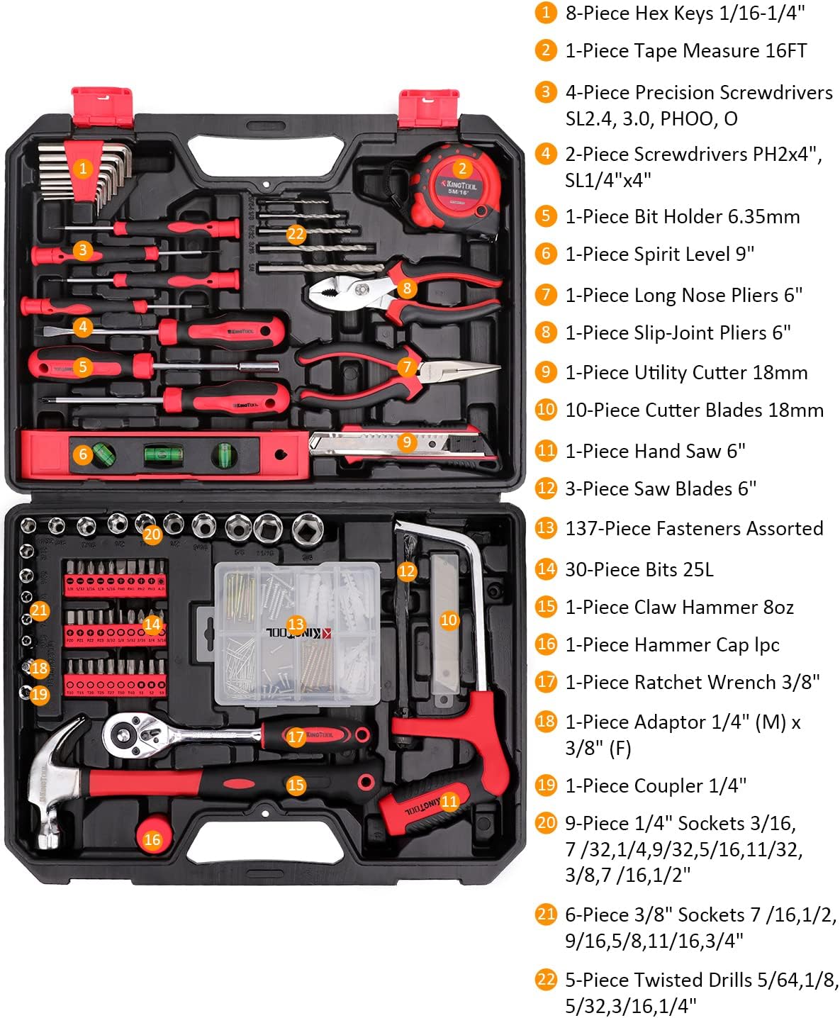 KingTool 226-PCS tool set with storage case
