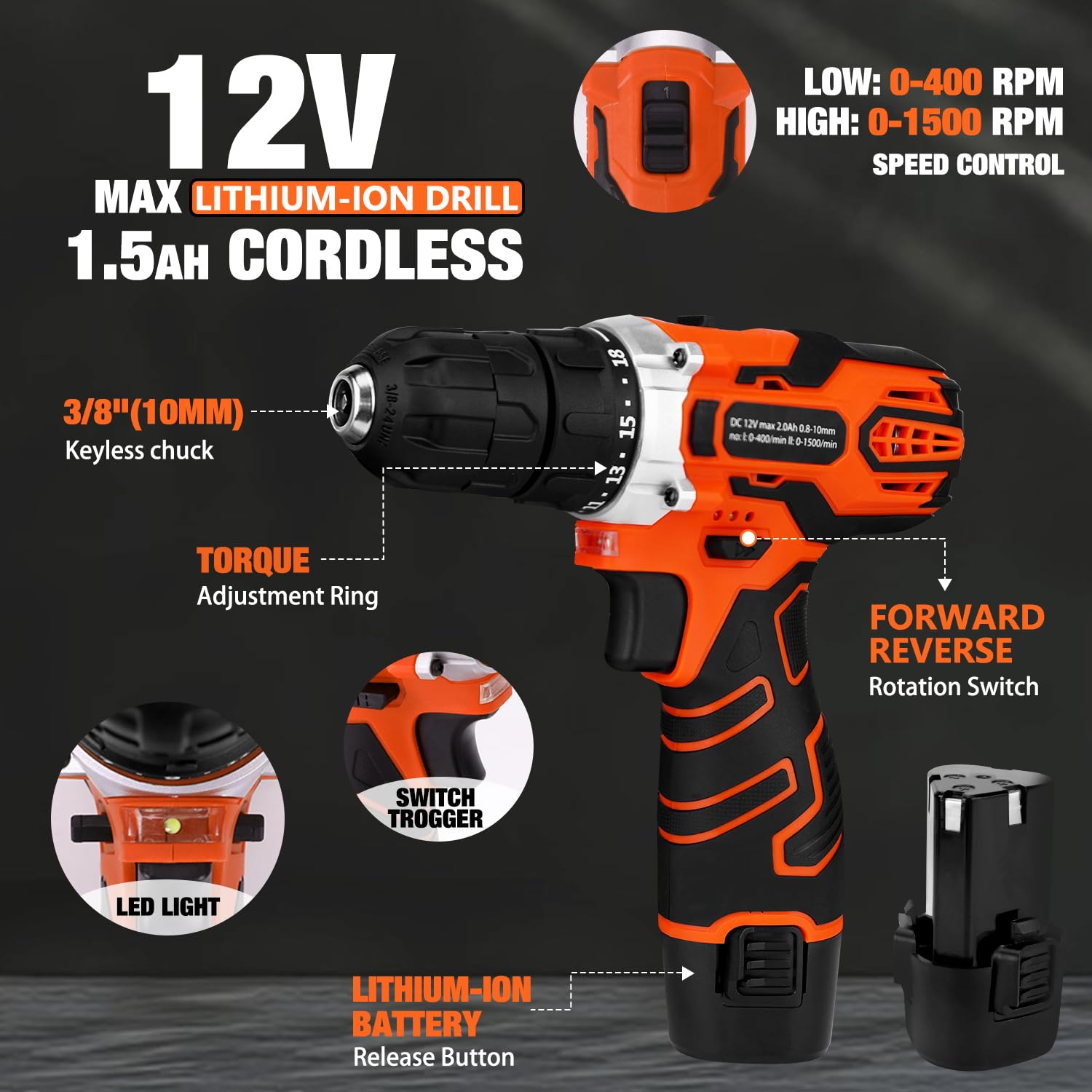 KingTool 255-piece home tool kit with 12V drill