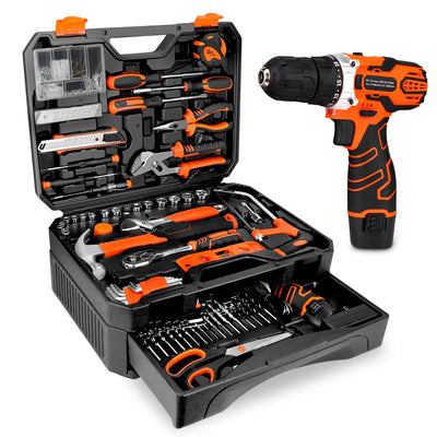 KingTool 255-piece home tool kit with 12V drill