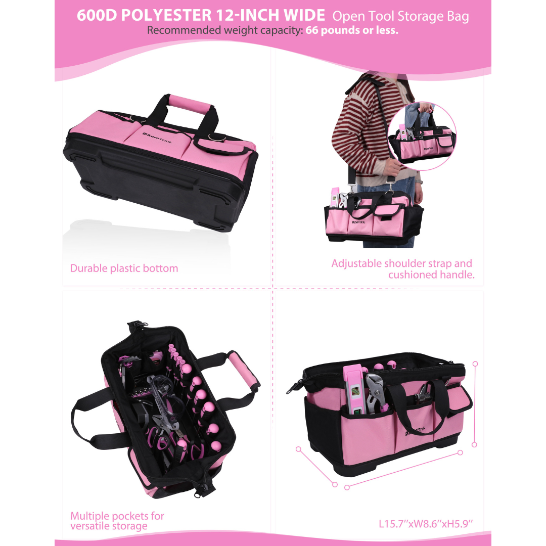 KingTool 267-PCS tool kit in pink with drill and bag