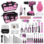KingTool 267-PCS tool kit in pink with drill and bag