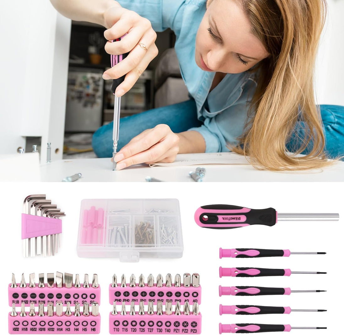 KingTool 275-PCS pink tool set with storage bag