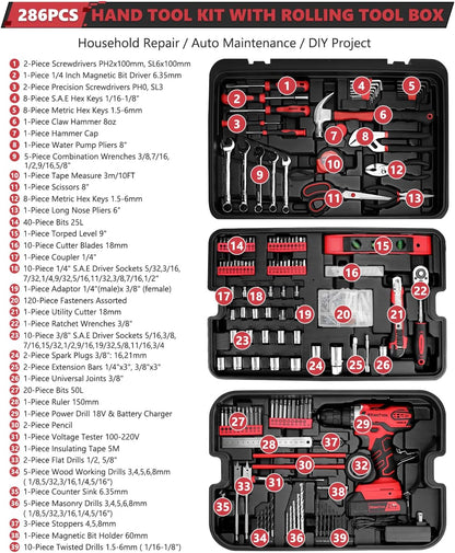 KingTool 286-piece tool set with rollin