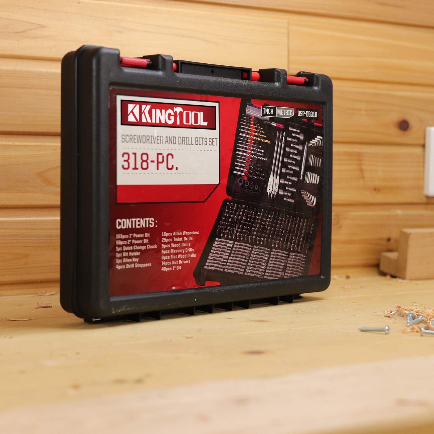KingTool 318-PCS drill bit set in storage case