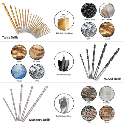 KingTool 318-PCS drill bit set in storage case