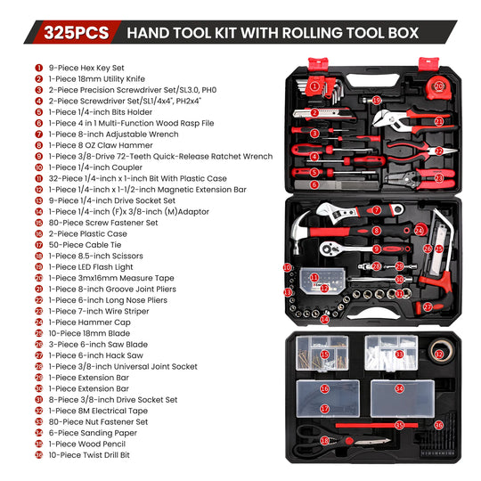 KingTool 325-piece tool set actual contents