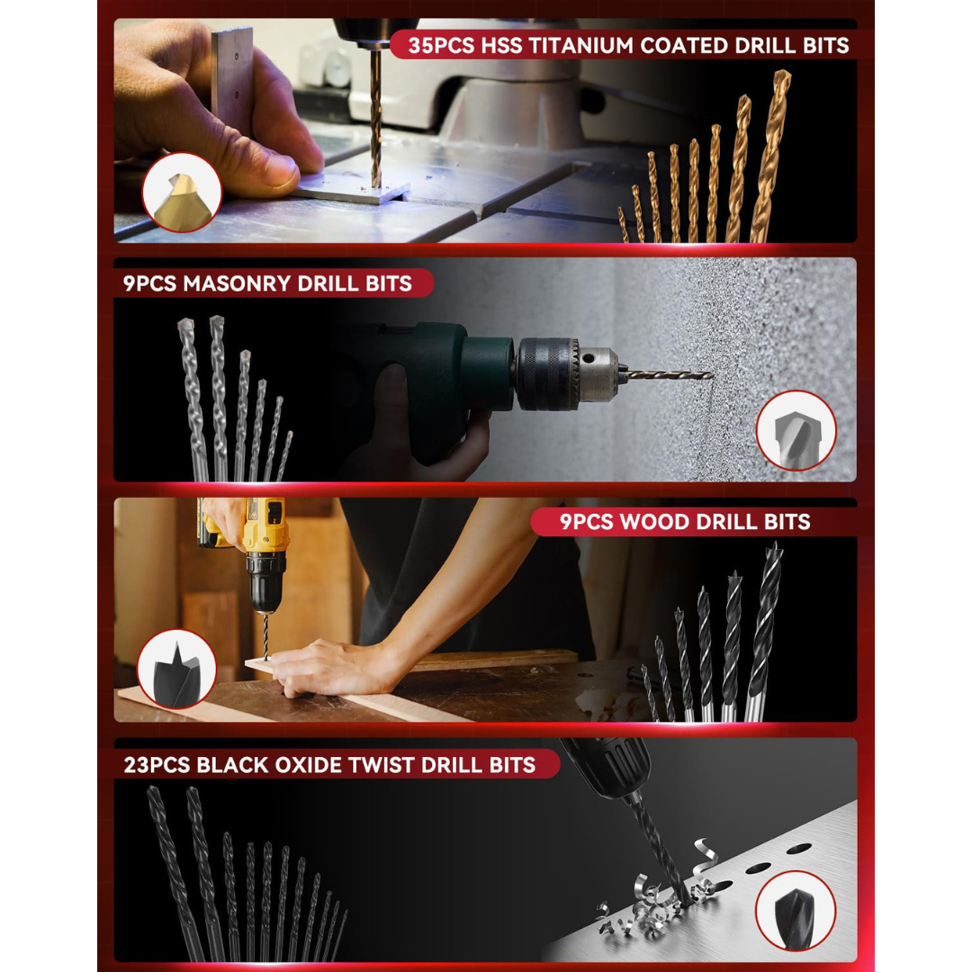 KingTool 400-PCS drill bit set with slide-drawer case