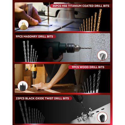 KingTool 400-PCS drill bit set with slide-drawer case