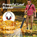 21V cordless leaf blower clearing wet leaves