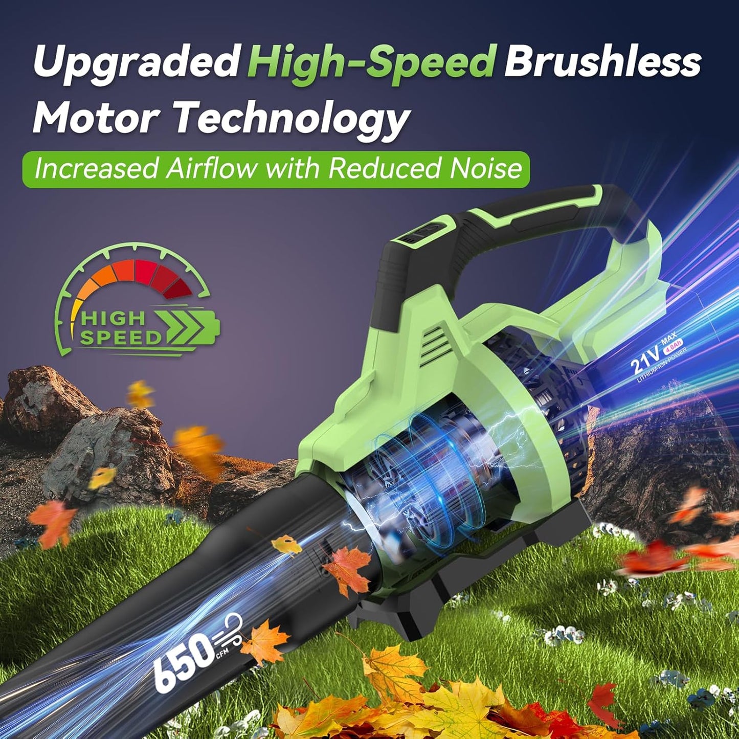 KingTool cordless leaf blower in use