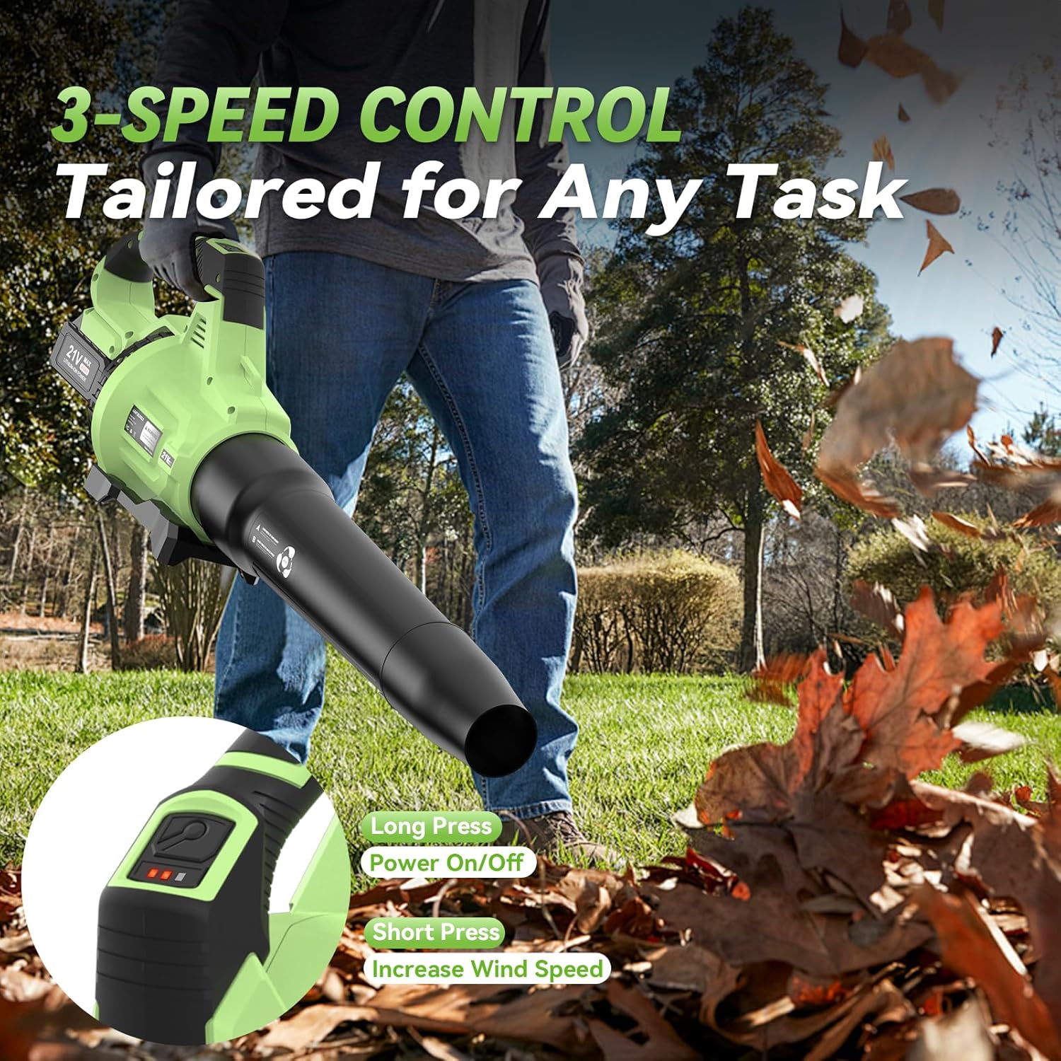 KingTool cordless leaf blower in use
