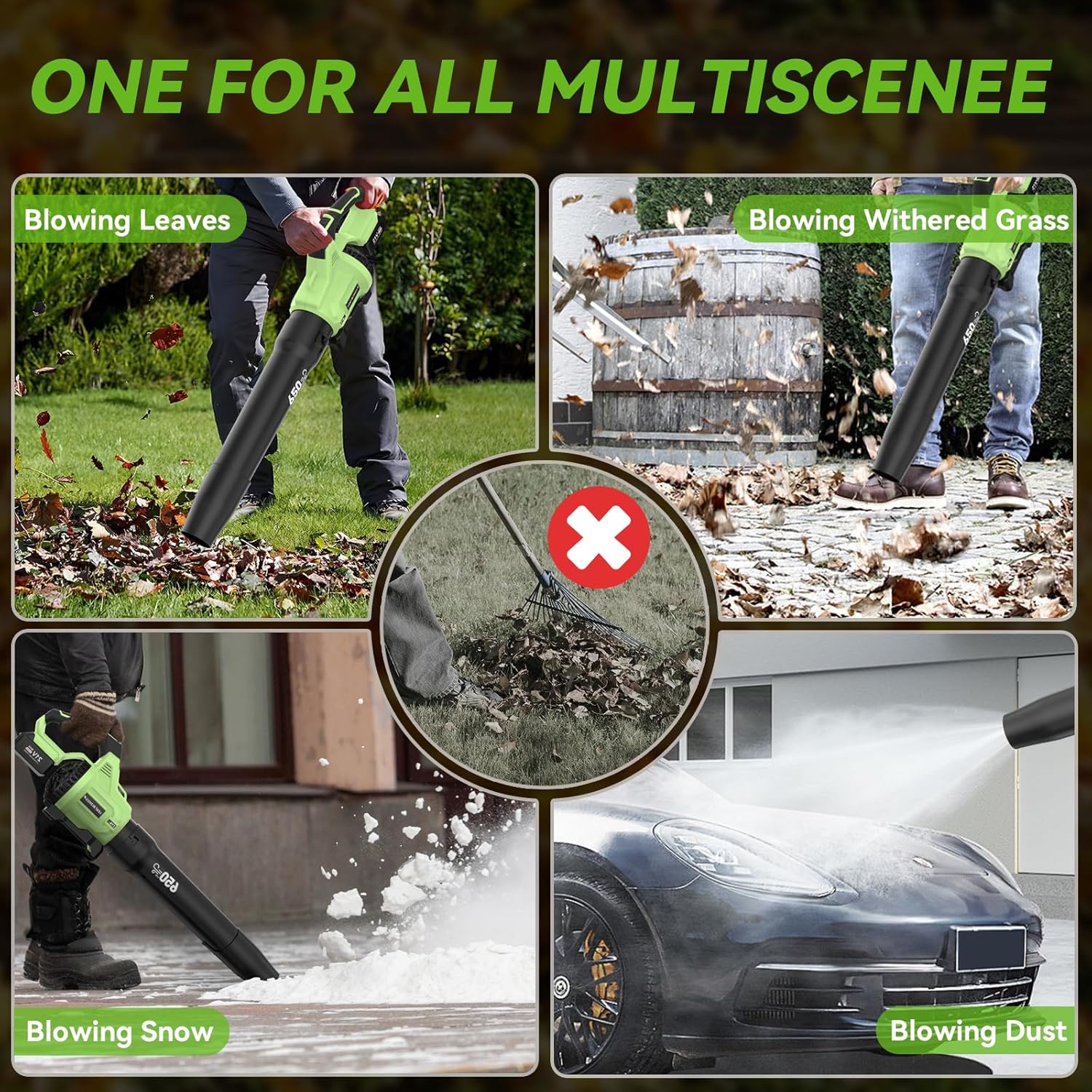 KingTool cordless leaf blower in use