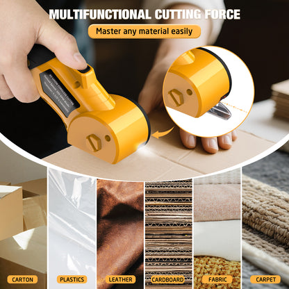 Cordless cutter cutting cardboard
