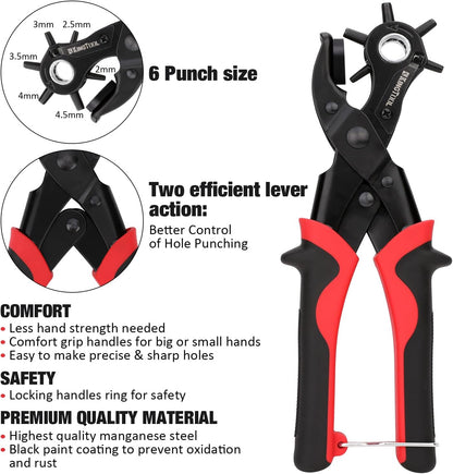 Leather hole punch set with 6 sizes