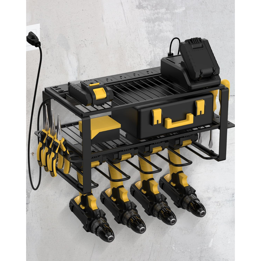 KingTool  3 Tier Wall Wall Tool Organizer - 6 Outlet Charging Station