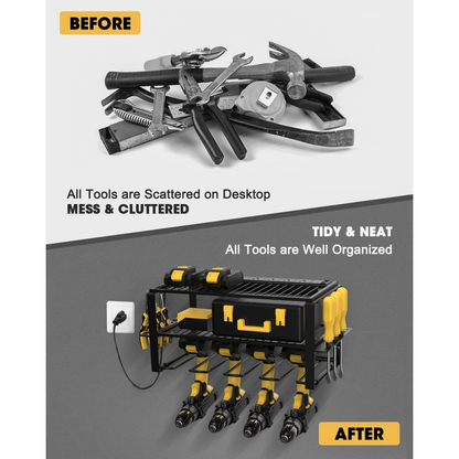 KingTool  3 Tier Wall Wall Tool Organizer - 6 Outlet Charging Station